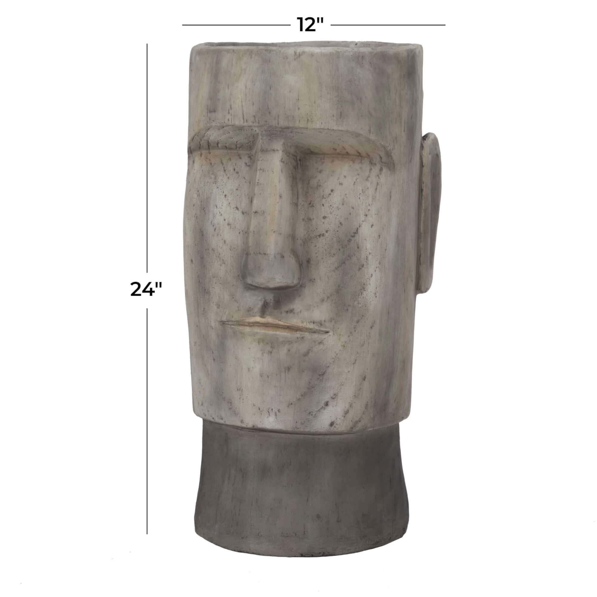 Brown Contemporary Planter, 12" x 14" x 24"